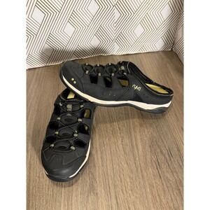 Ryka Tensile Black Lime Green Mule Slip On Walking Sneakers Shoes Womens Size 8M